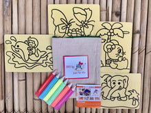 Load image into Gallery viewer, DIY Sand Art Kit: Set for 4 Cards and Coloured Sand in a Pouch
